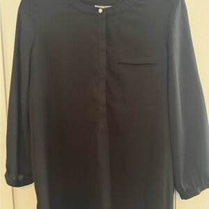 JM Collection Black 3/4 Sleeve Buttoned Blouse